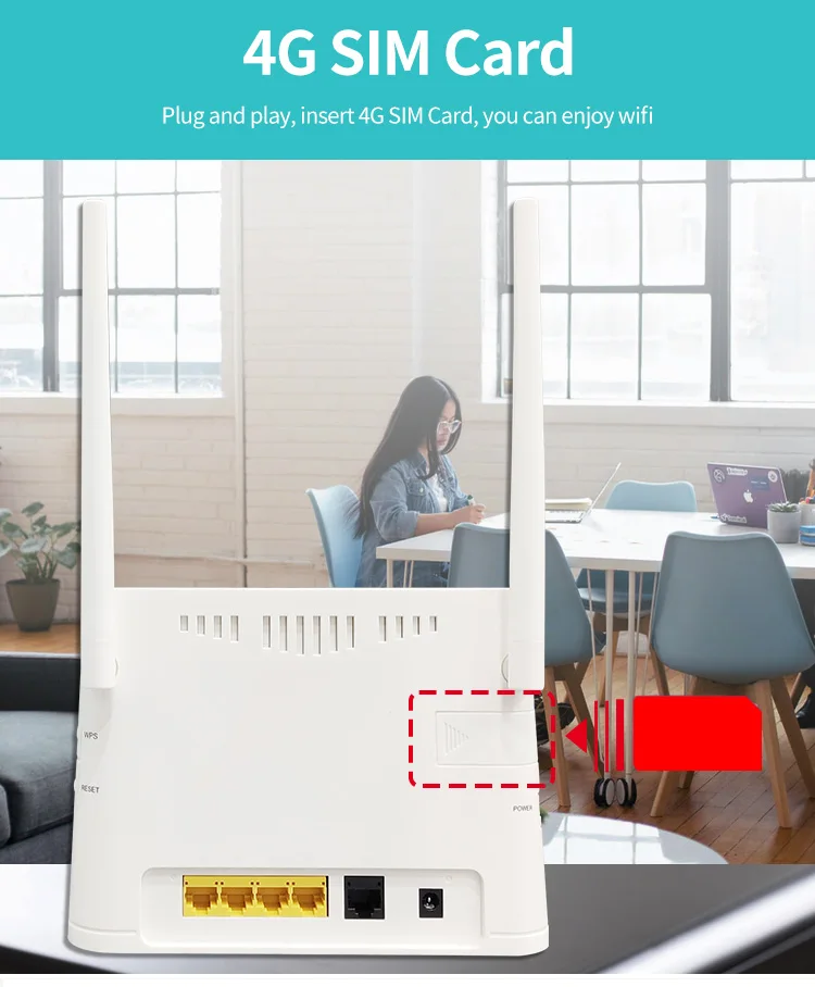 4G LTE Router High Speed Wireless WIFI Router CAT4 150Mbps Built-in Battery with RJ45 Lan Port and Sim Card Slot Support 32 User
