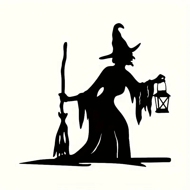 Decoración de Jardín 2D para Halloween y Cumpleaños, Estaca de Metal con Silueta de Bruja y Diseño Intrincado de Ramas