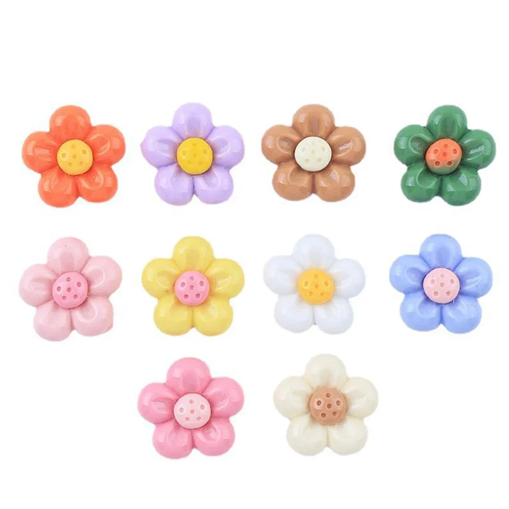 10PCS 19x19mm Five Petal Flower Miniature Flat Back Resin Cabochons For Hairpin Scrapbooking DIY Home Decor Craft Accessories