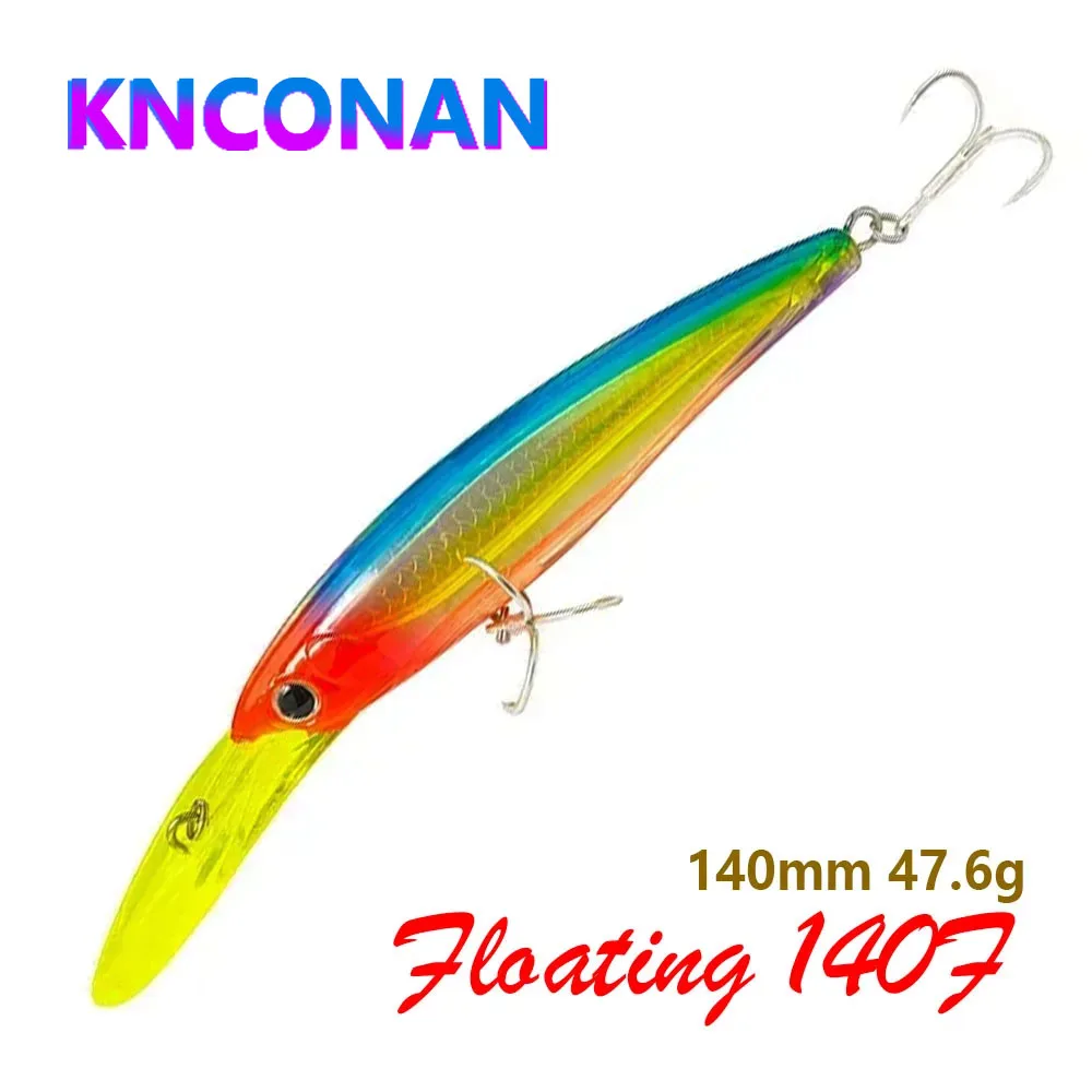 140mm 47g Big Trolling Minnow Lures Sinking Jerkbait Artificial Hard Bait Wobbler Deep Diving Seawater Swimbait 3D eyes