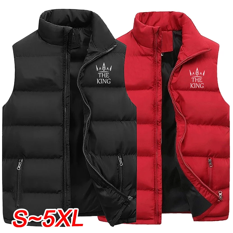 2023 Men\'s Down Tank Top Coat Printed Thick Standing Collar Solid Cotton Tank Top Duck Down Jacket Sleeveless