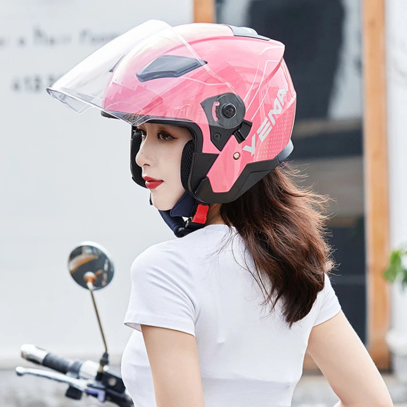 

Yema Motorcycle Helmet Men Women All Season Half Helmet Winter Personality Motorbike Helmet Electric Vehicle Helmet