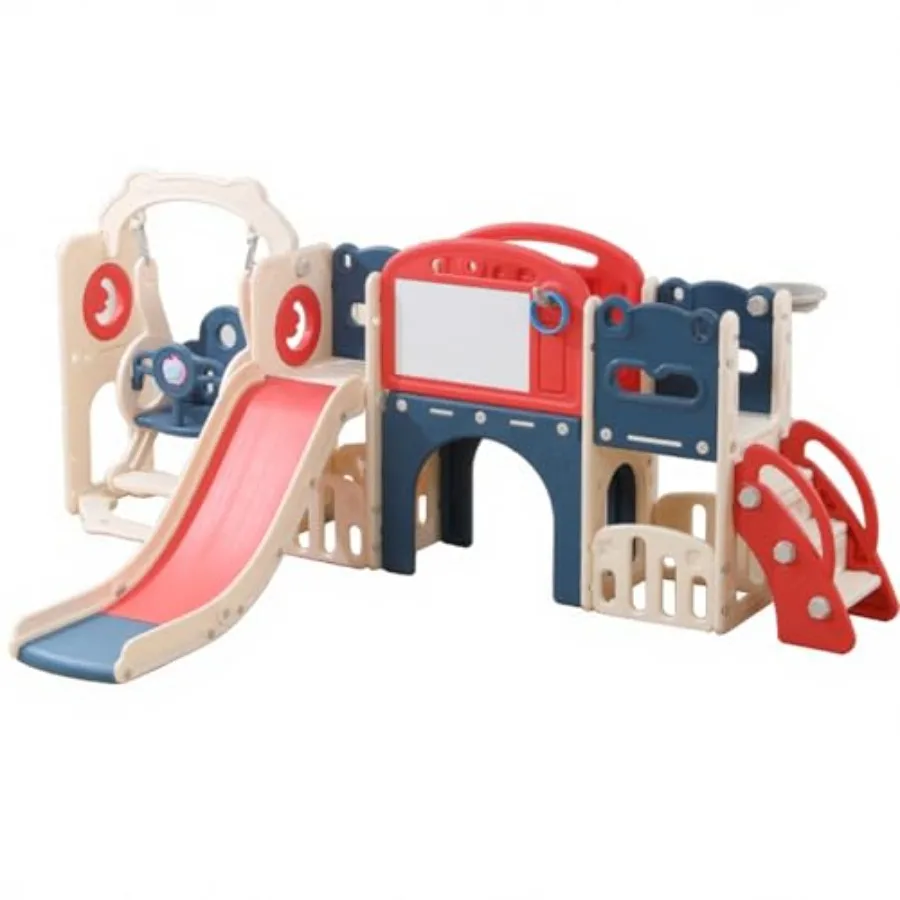 

12 in 1 Toddler Outdoor Playset with Swing Indoor Swing and Slide Set Playground for Toddlers 1-3 Durable Climber Basketball Ho