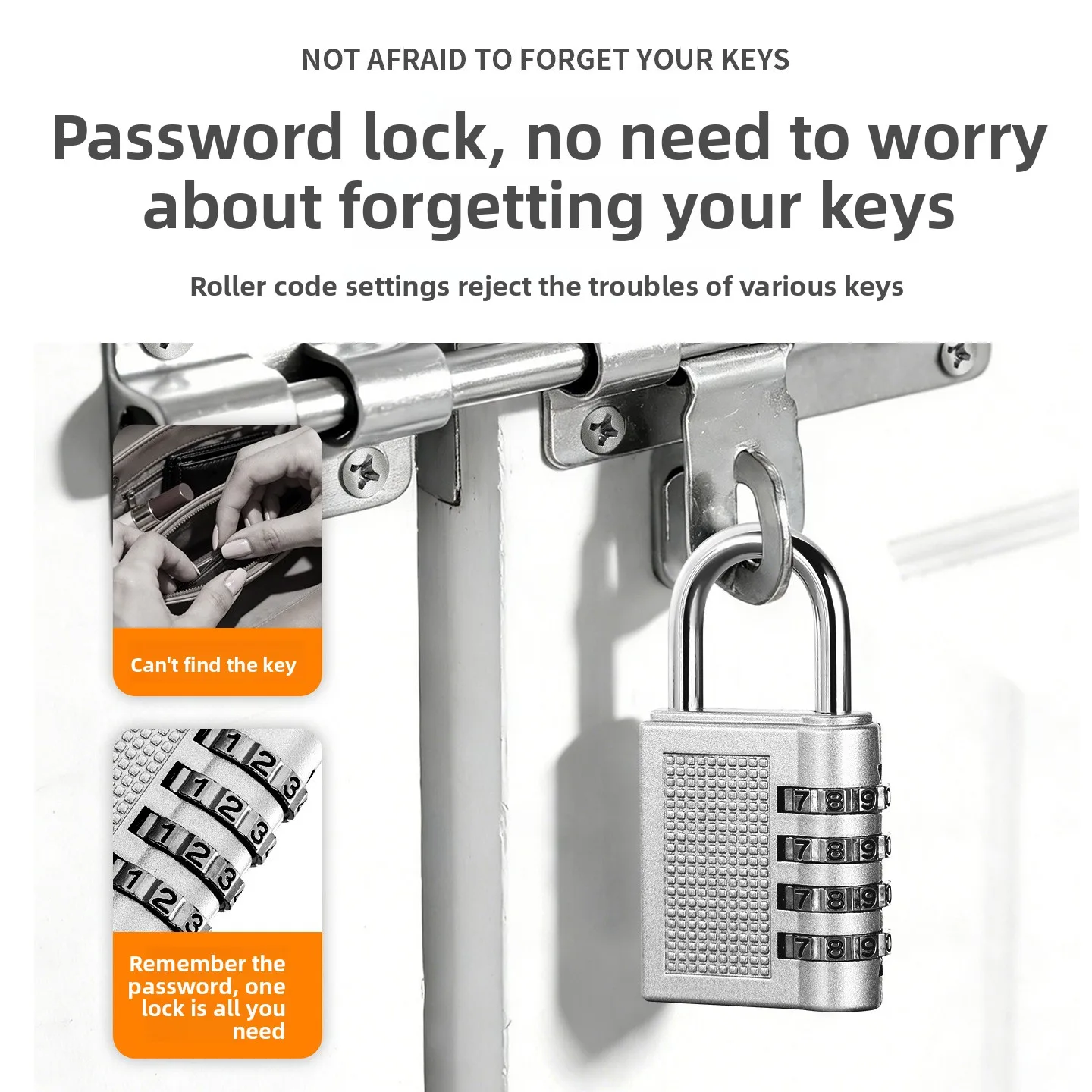 Small Metal Password Padlock, Keypad Combination Lock for Luggage Cabinet Dormitory Locker Gate