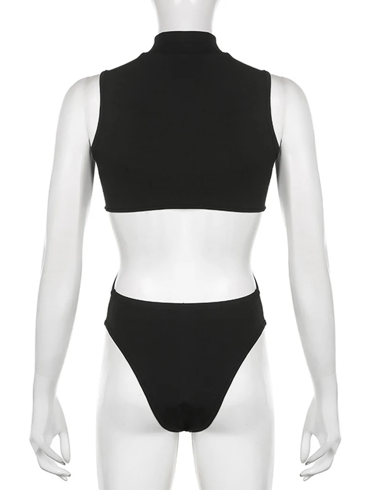 القوطية Techwear مثير الجوف خارج أكمام تانك القمم ارتداءها للنساء الشارع الشهير نمط عارية الذراعين Playsuit سترة للنساء #6