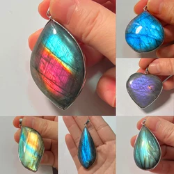 1Pcs Jewelry Gift Irregular Shape Bead Natural Stone Blue Labradorite Pendant for Necklace