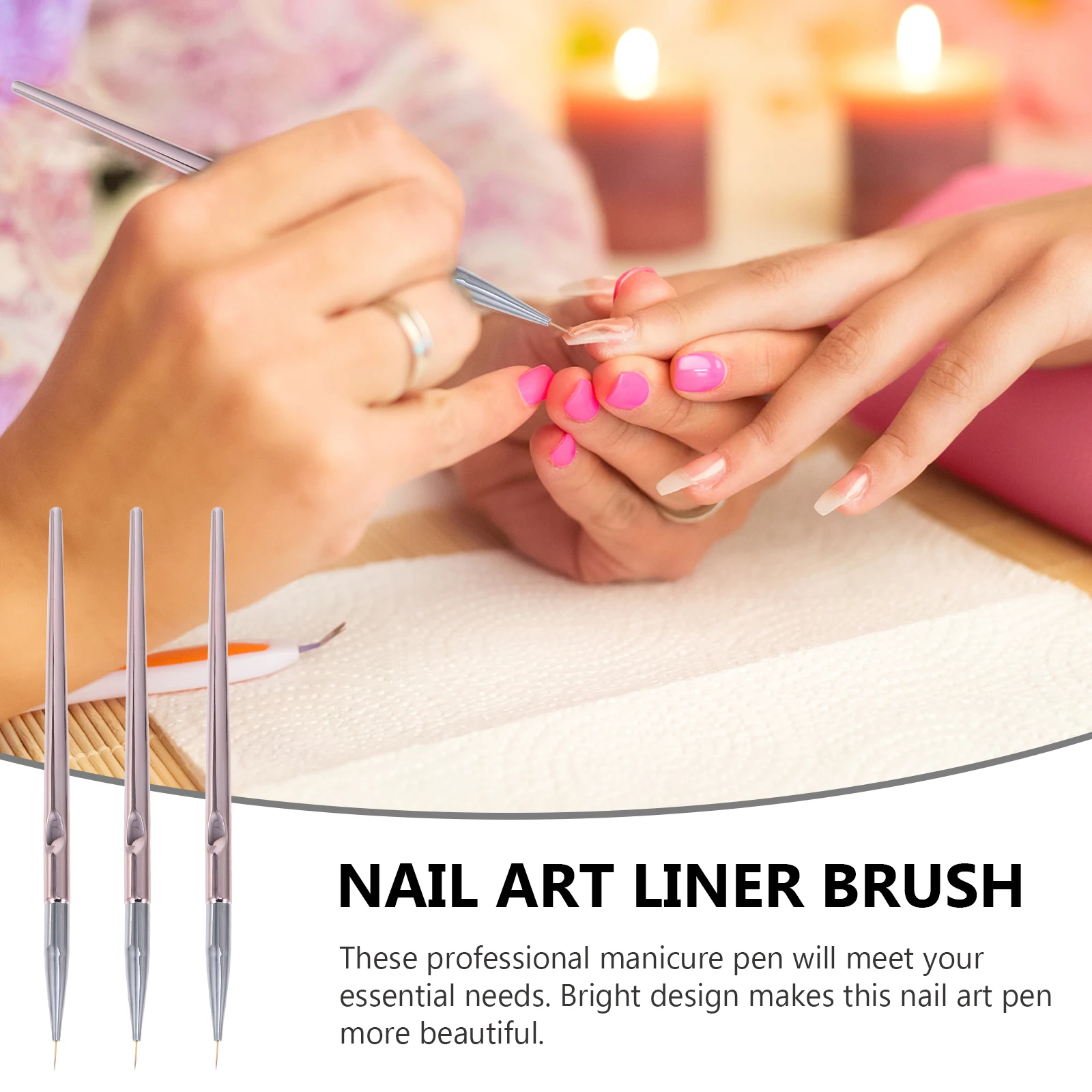 

3 Pcs Painted Brush Set Nail Brushes Liner Opp Plastic Manicure Accessories