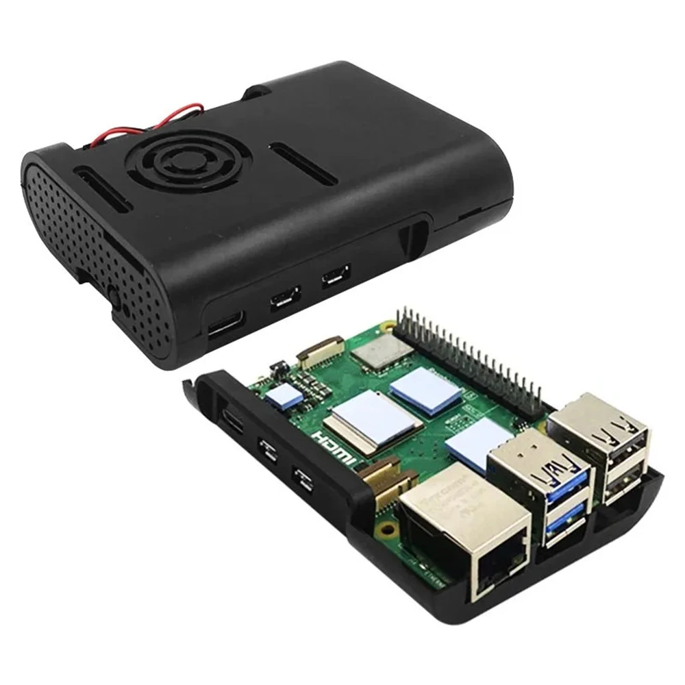 Для Raspberry Pi 5 ABS Чехол черный пластиковый чехол