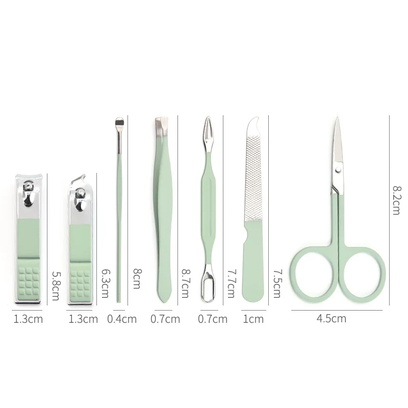 Matcha Green 7 Pcs Manicure & Nail Tools Set Nail Scissors 7 Pcs Set