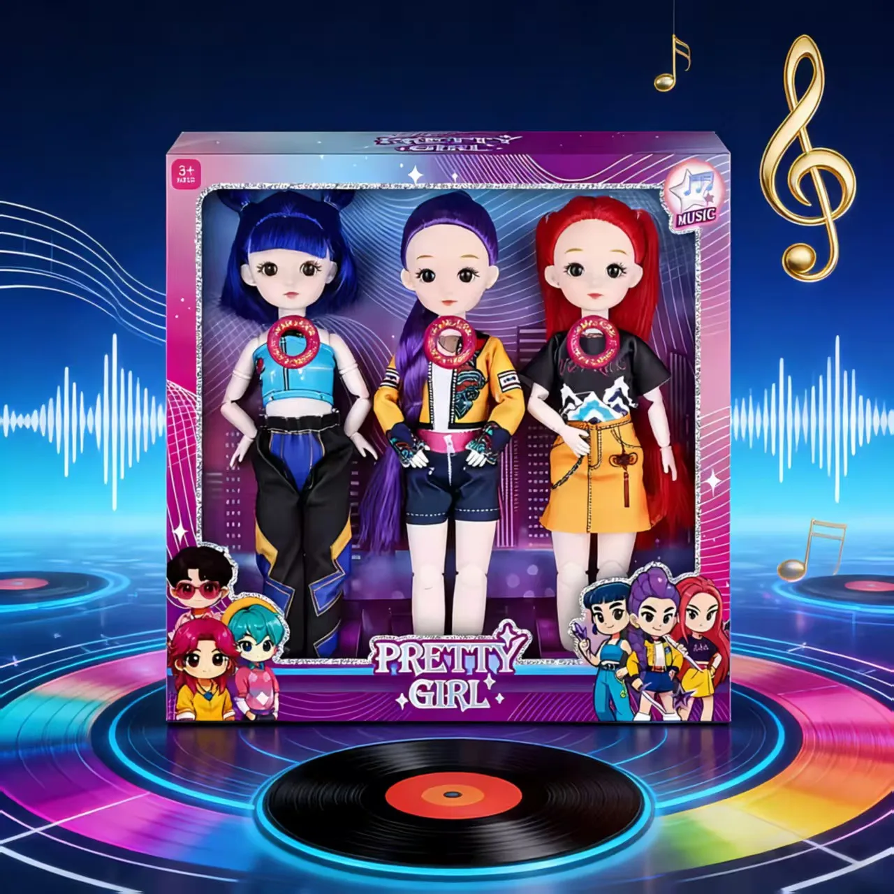 

Hot Cute Doll Wear KPop Witch Huntress Clothes Doll 3D Eye With Theme Song Music Delicate Movable Joint Toy for Girls Boy Gift&