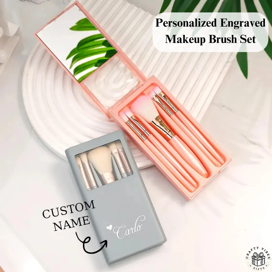 5-teiliges Set für Make-up-Pinselboxen mit Aufbewahrungsbox für Make-up-Pinsel mit Spiegel