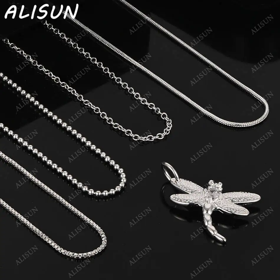

ALISUN 40-75cm 925 Sterling Silver Zircon Dragonfly Pendant Necklace For Women Gift High Quality Fashion Party Jewelry