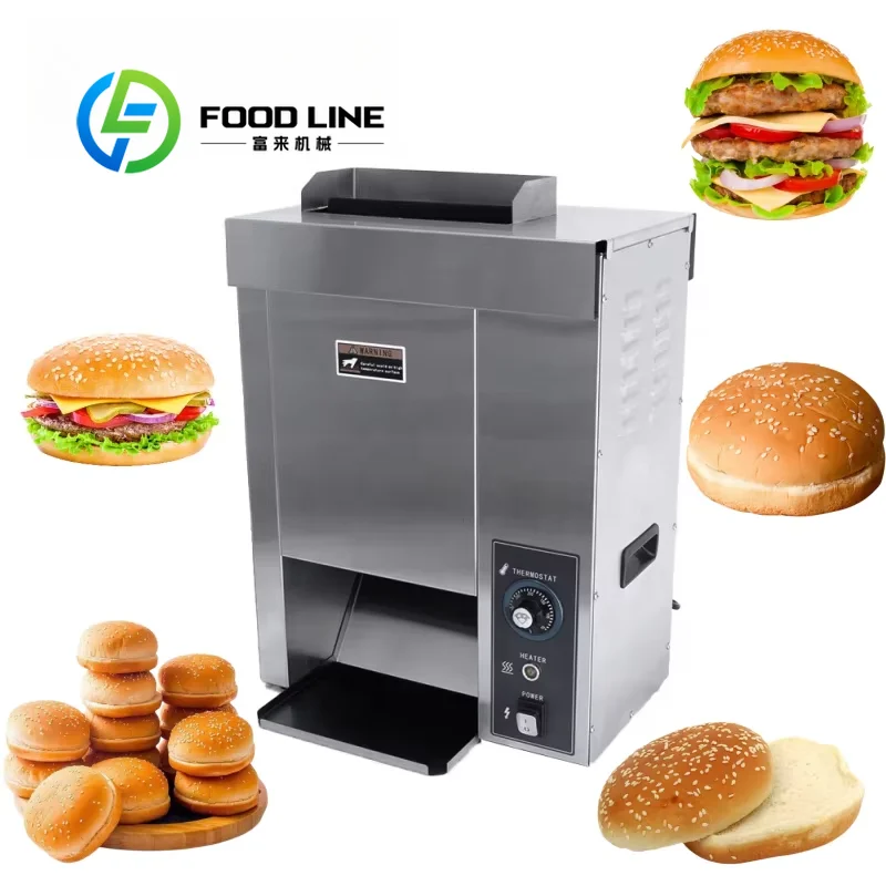 Vertical Conveyor Bun Toaster Works As Burger Bun Toaster Machine With Stable Conveyor Belt To Toast Large Volumes Of Bread