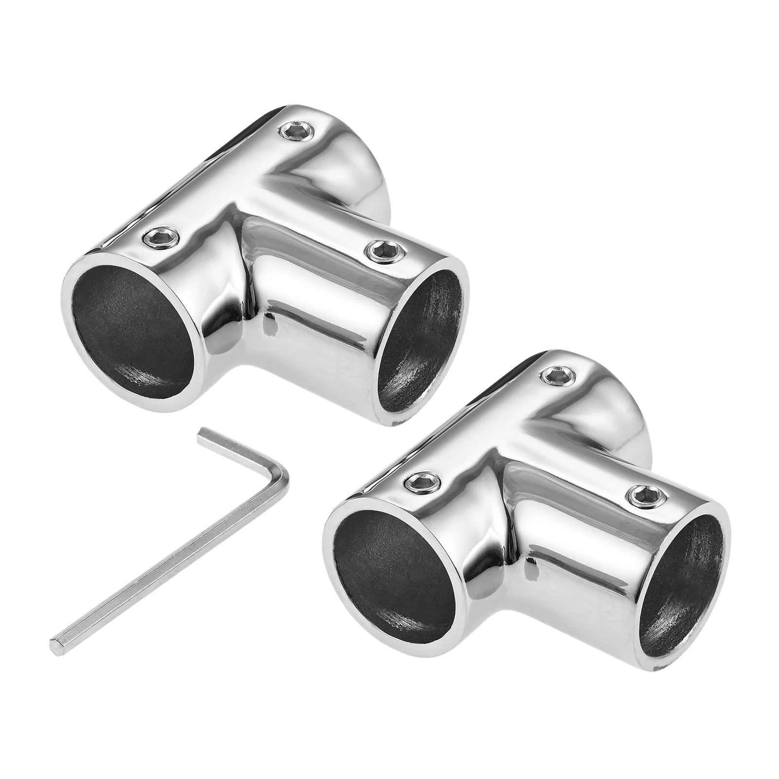 2pcs Heavy Duty Boat Handrail Fitting 3-Way 90 Degree Tee Hardware 316 Stainless Steel Pipe Connector for 7/8 1 inch Pipe Tubing