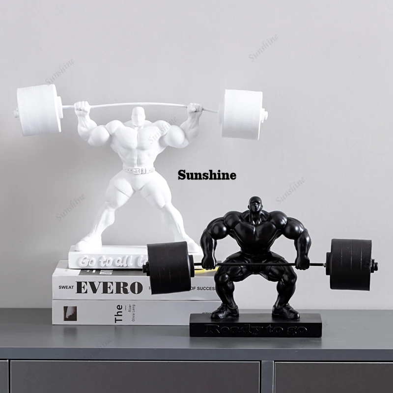 Weightlifting Strongman Sculpture Sports Figures Model Resin Crafts LivingRoom Office Desktop Decoration Modern HomeDecor Statue