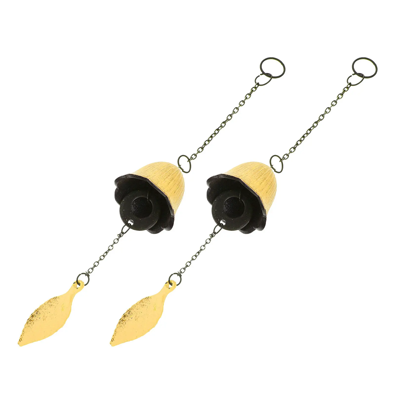 2Pcs Japanese Cast Iron Wind Chime Maple Leaf Vintage Outdoor Patio Porch Garden Good Luck Memorial Blessing Bell Charm