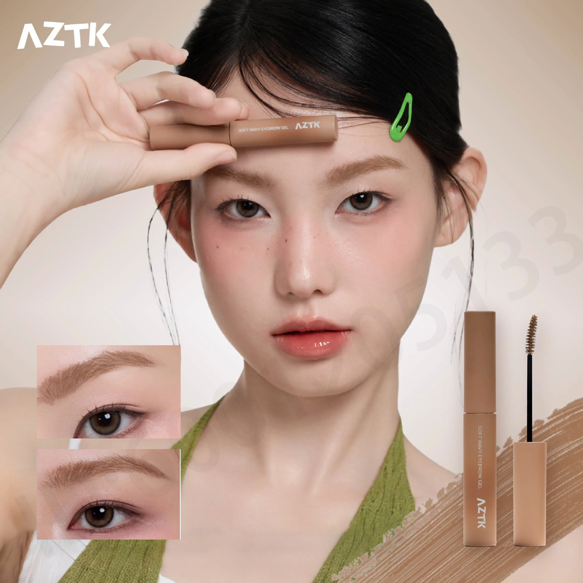 AZTK Mascara gel à sourcils doux et ondulé léger imperméable longue durée anti-taches crée des sourcils sauvages sexy volumineux naturels
