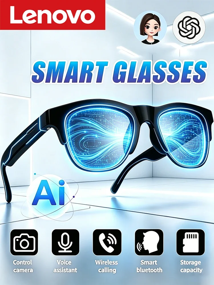 Inteligentne okulary Lenovo z asystentem głosowym, sterowaniem dotykowym, funkcją połączeń Bluetooth, okulary przeciwsłoneczne do sportów outdoorowych, modne okulary dla kobiet i mężczyzn, nowość 2026 — zdjęcie produktu 7