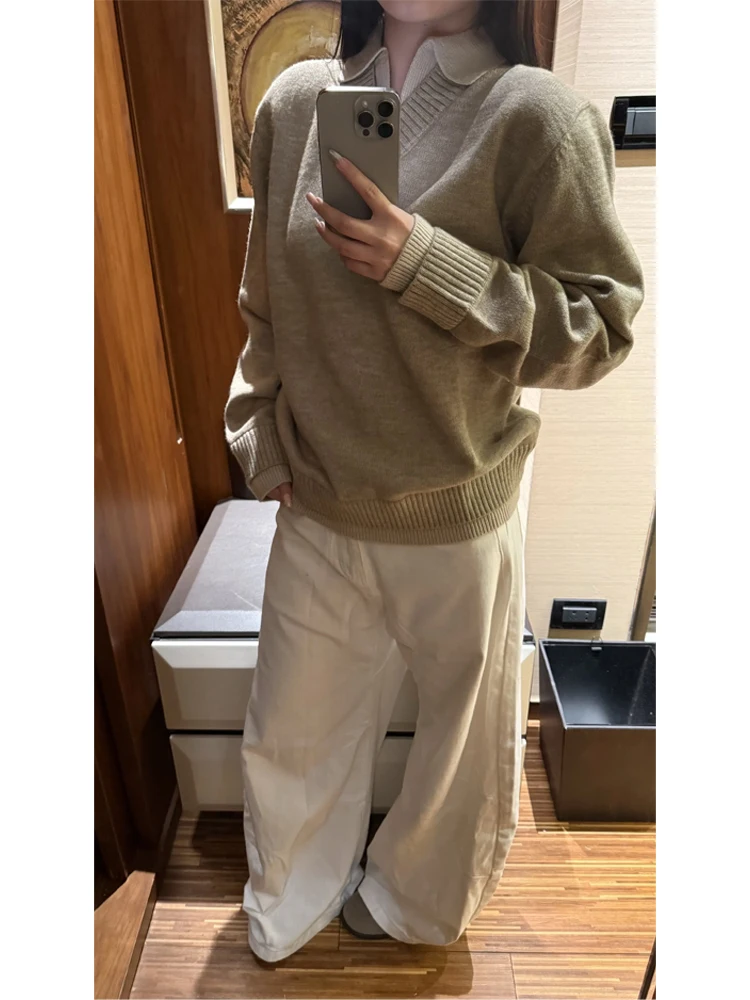 

Мужской вязаный свитер в американском стиле ретро Ne Lazy Autumn, высококачественный свитер Old Money V Ne, чистый крой, обычный...