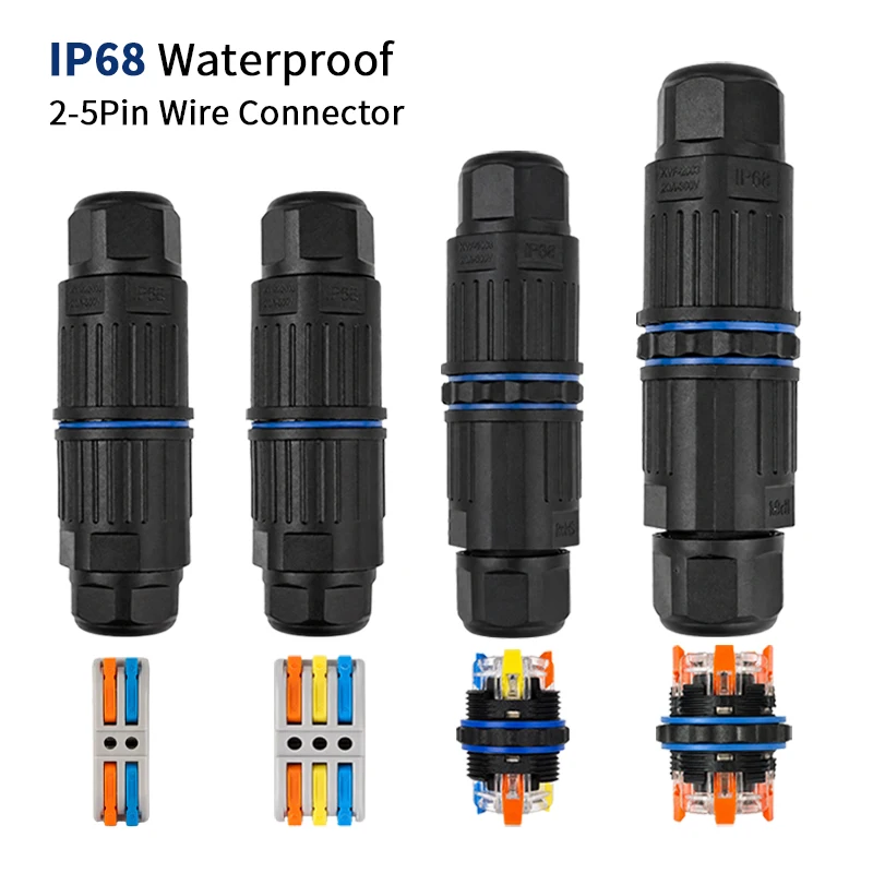 Electrical Cable Connector M20 IP68 Waterproof Inline Wire Connector Screwless Push In Cable Splice for Outdoor LED Lighting