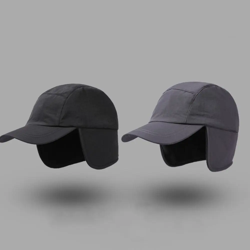 

Warm Winter Baseball Cap Polar Fleece Ear Protection Earmuffs Hat for Men Thick 56-60cm Hiking Bonnets For Autumn Winter
