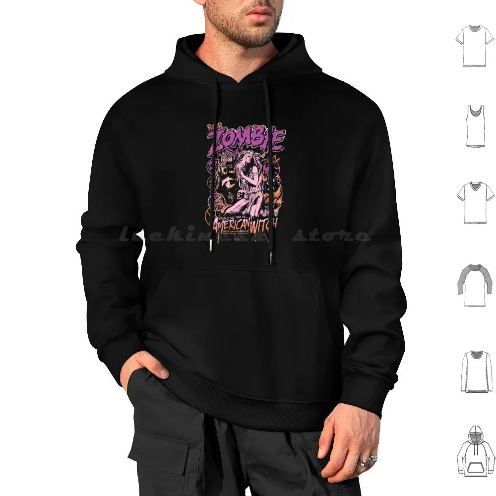 Sudadera con capucha de Rob Zombie, diseño de bruja americana, de algodón, manga larga, música de Rob Zombie, Rob Zombie simple, Rob Zombie divertido, Rob Zombie Disco