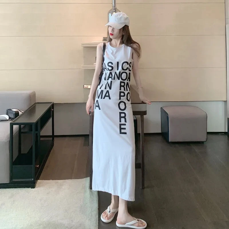 Fashion Casual Dress Female Spice Girl Summer Comfortable Long Vest Skirt 2024 New Slim Temperament Knee-length Dress Female Tid