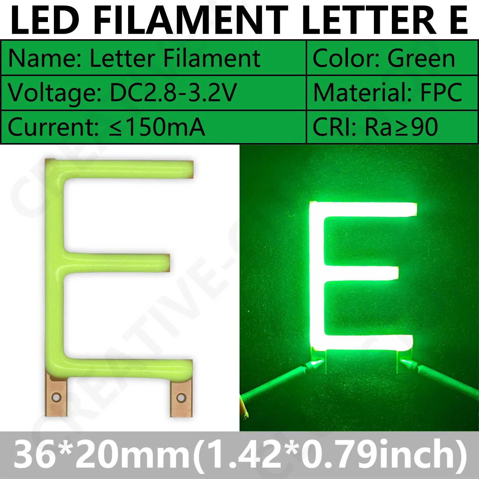 Letter ABCDEFGHIJKLM LED Filament DC 3V Green Lighting Accessories Lamp Parts Diode for Christmas Halloween DIY Holiday Lighting