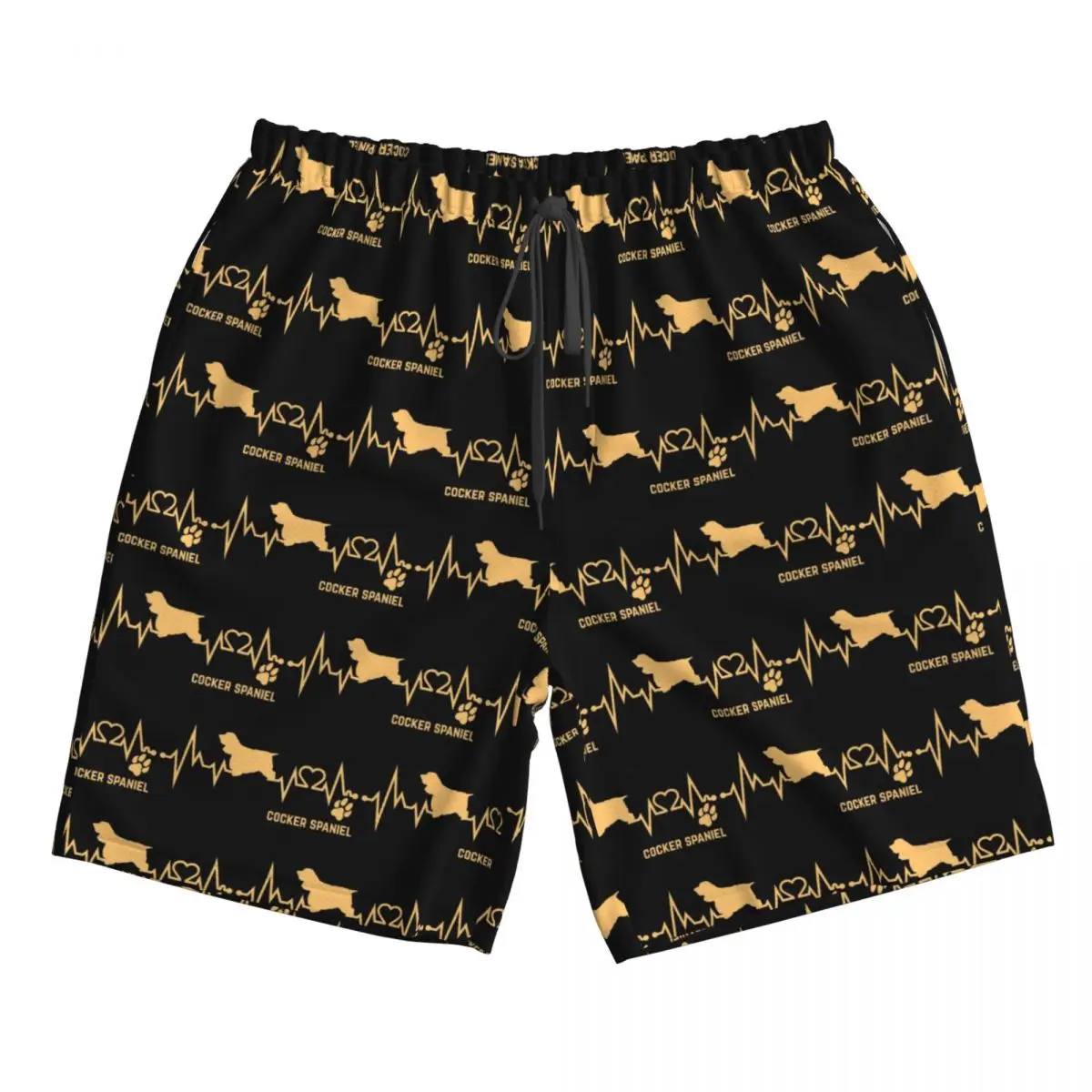 

Cocker Spaniel Dog Lover Heartbeat ECG Pulse Pet Breed Paw Trunks Beach Board Shorts Casual Quick Dry Swim Summer Men Pants