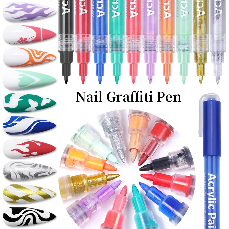 Nail Graffiti Pen 3pcs Set ,3D Nail Art Painting Pen Three-In-One Nail Oil Glue Pen DIY Nail Art Can Draw Favorite Patterns