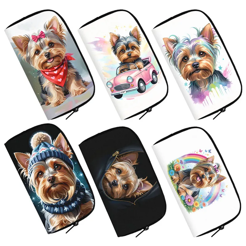 

Watercolor Yorkshire Terrier Wallets Yorkie Mom ID Credit Card Holder Money Bags Earphone Storage Bag Long Wallet Small Clutch