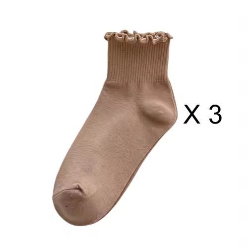 3 Pairs/Lot Cute Socks For Women New Japanese Style Breathable Girls Short Socks Kawaii Solid Socks Frilly Ruffle Socks Casual - Image 17