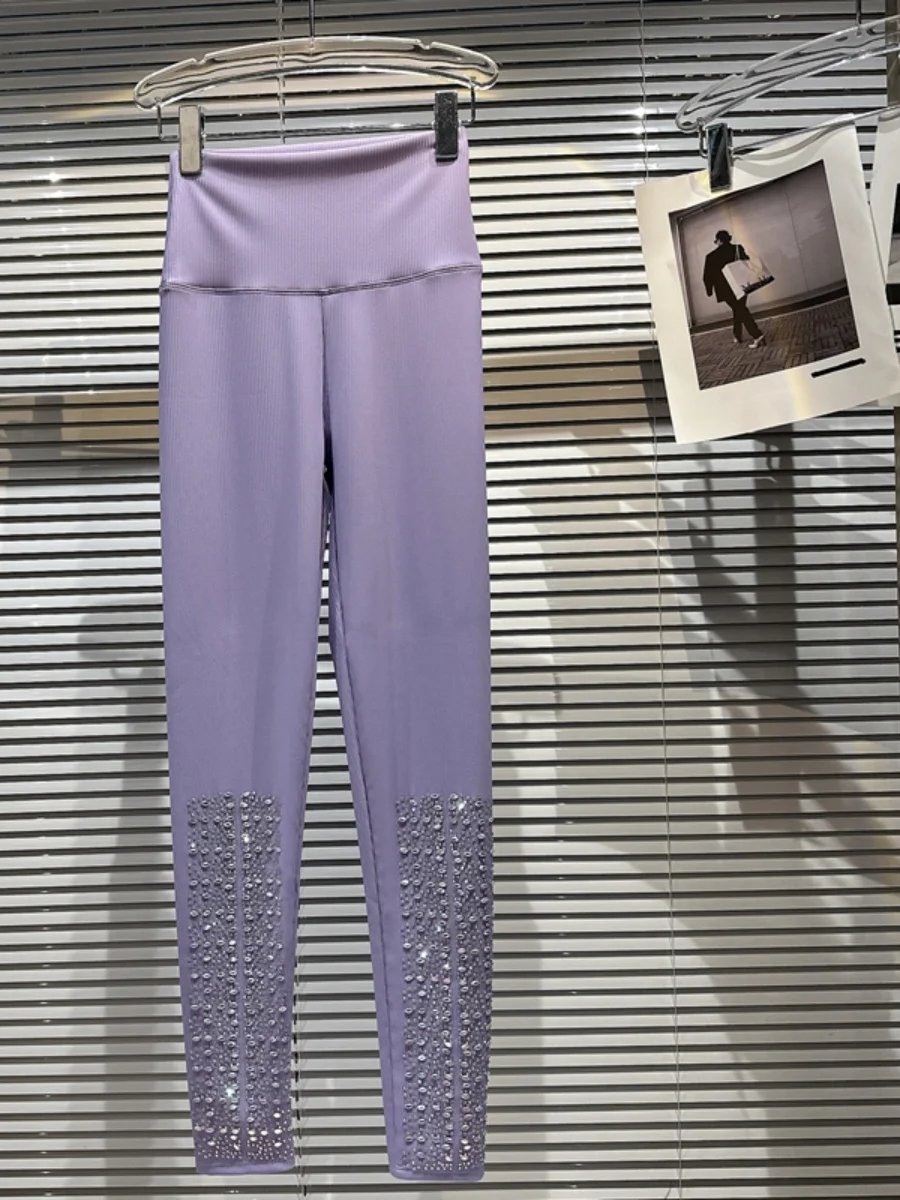 Leggings taille haute avec strass pour femmes, pantalons requin, extensibles, serrés, à la mode, noirs, tendance, printemps été 2023