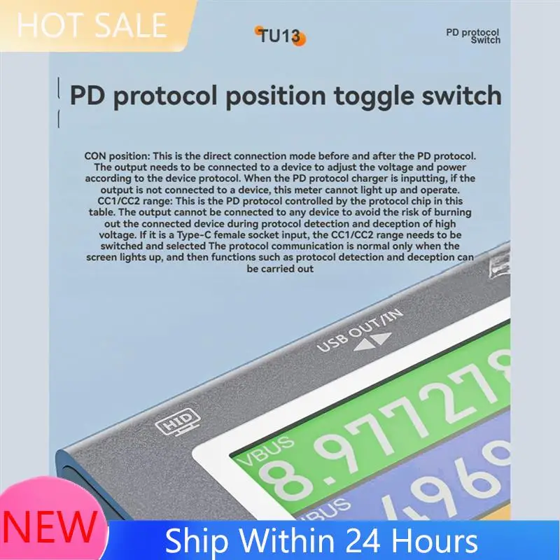 ~【IN  Stock】Power Meter With Digital Display USB Tester Multi-Function Voltage Current Monitor 4-In-1 Digital Sensor