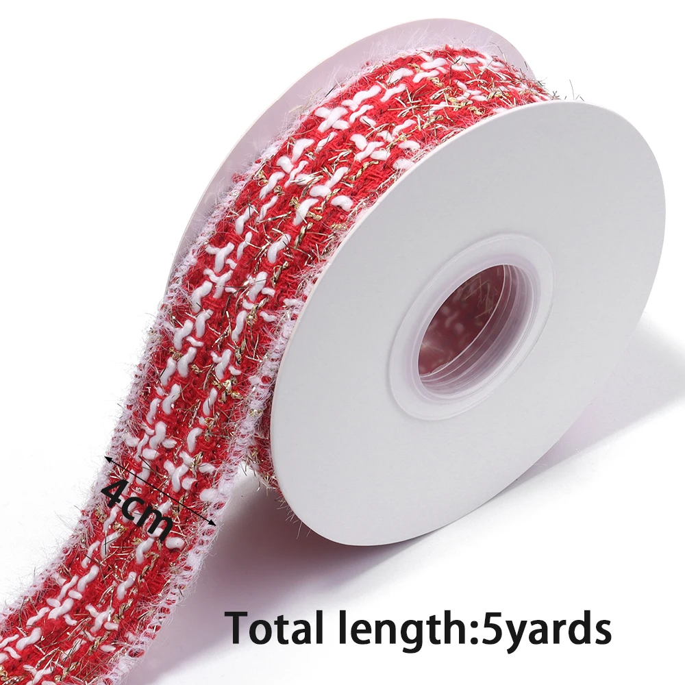 5 Yards/Lot 4cm Tweed-Bänder Strukturiertes Strickband für Hochzeitsfeier DIY Kleidung Kopfbedeckung Blumenstrauß Geschenkverpackung Dekoration – Detail 1