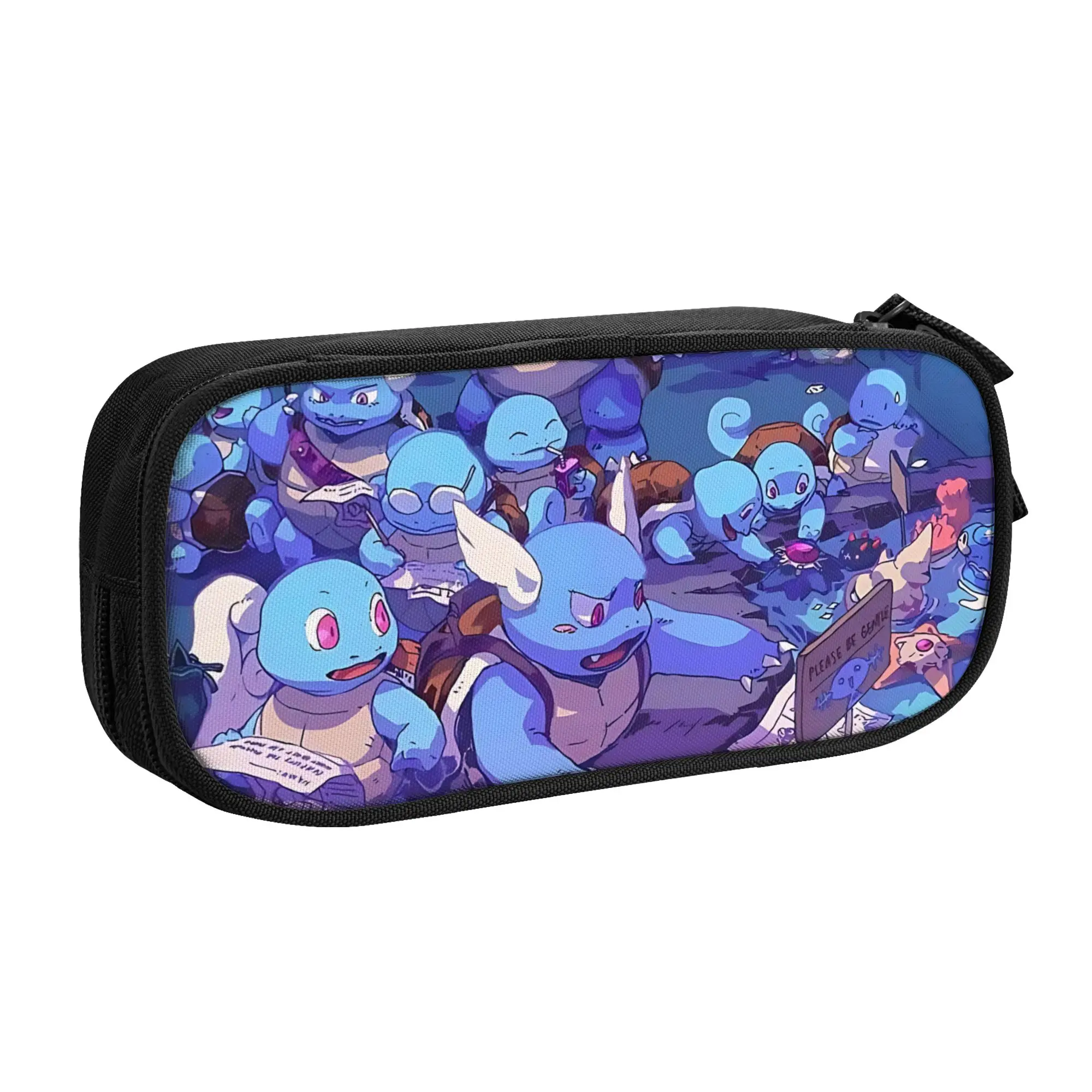 Large Capacity Bags for Child Cartoon Blastoise Family Group Pattern Pokemon Lover School Pencil Bag for Boys Gilrs Kids