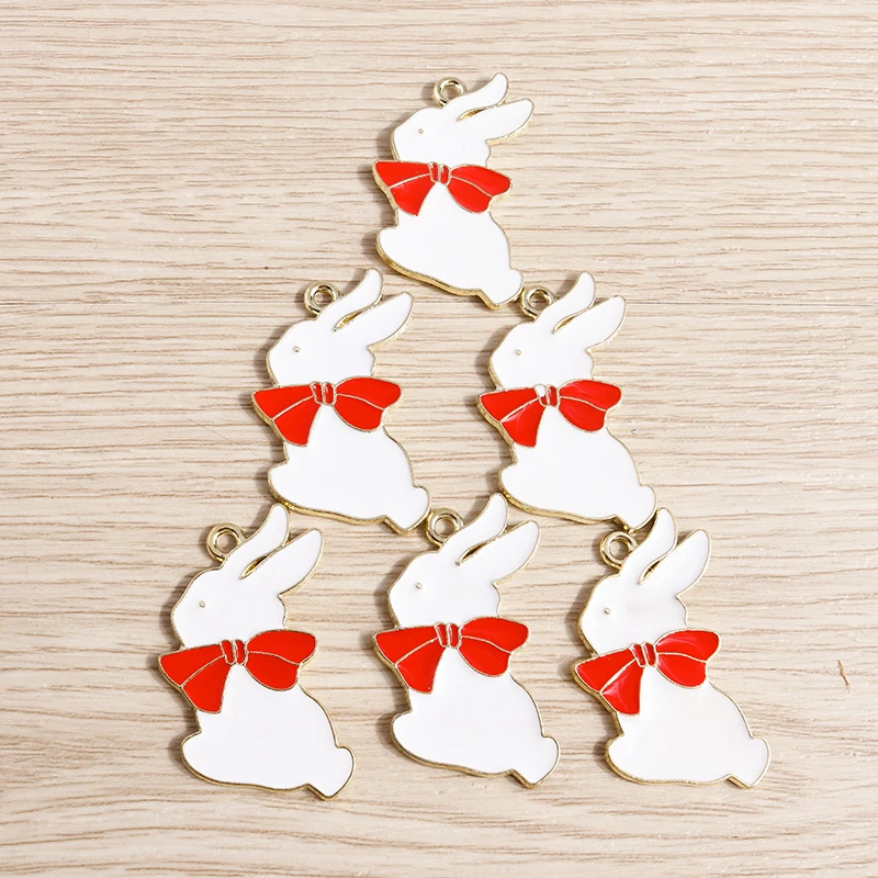 

10pcs 21x33mm Cartoon Animal Charms Enamel Rabbit Charms Pendants for Jewelry Making Earrings Necklaces DIY Crafts Accessories