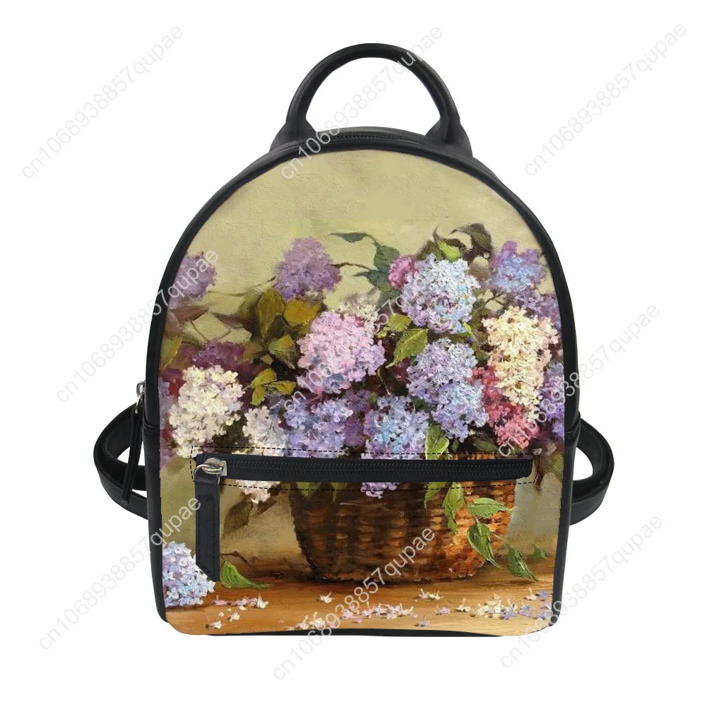 Floral Print Pattern Custom Backpack Purse Women Carter Schoolbags Double Shoulder Bag Mini Daypack Leather Travel Bag