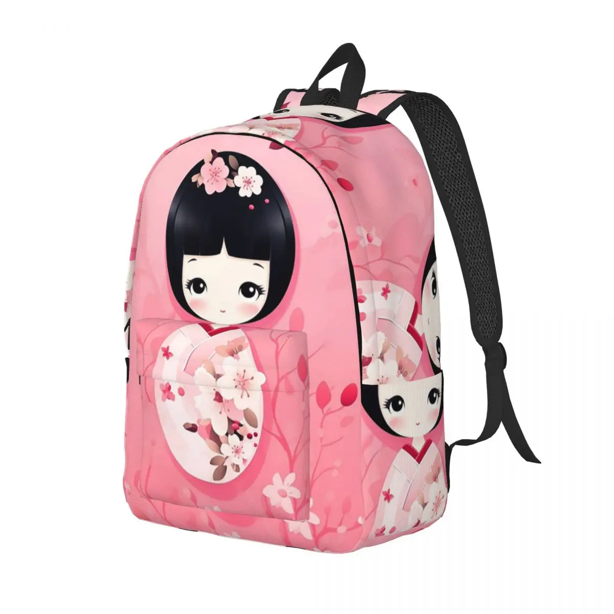 

Akari Japanese Kokeshi Doll Perfect For Gifts Backpack Daypack Large Capacity BookBag School Bag Shoulder Bags for Boys Girls