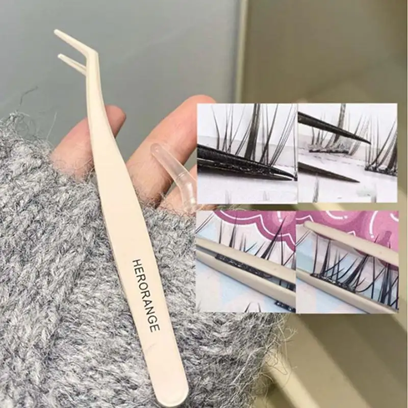 Anti-Stick Tweezers Non-Sticky DIY Rounded Design Professional Grafting Anti-Stick Glue-Free False Eyelash Tweezers