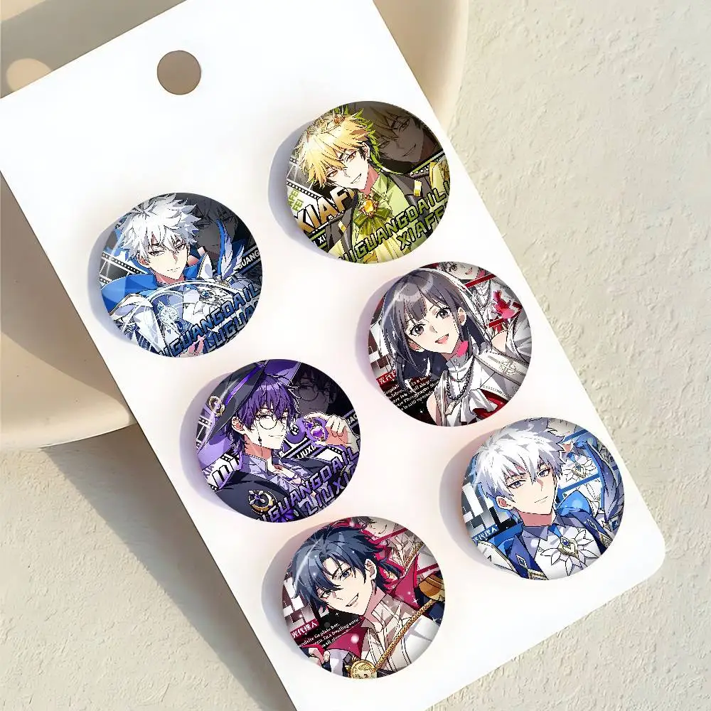 Anime Link Click Lucas Charles  Cartoon Brooches Anime Badge Round Handmade Brooch Lapel Pins Jewelry For Backpack Clothes Gifts