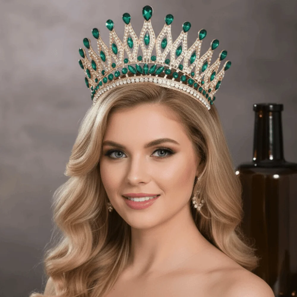 

Роскошная винтажная корона в стиле барокко, элегантная блестящая тиара в стиле Древней Греции, бронзовая корона-тиара для королевы, свадебная корона из сплава под старину