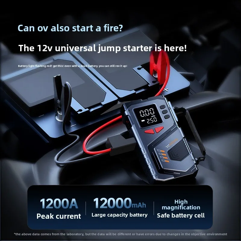 Multifunctional Car Jump Starter with Wireless Air Pump & Tire Pressure Monitor, Portable Emergency Power Supply All-in-One