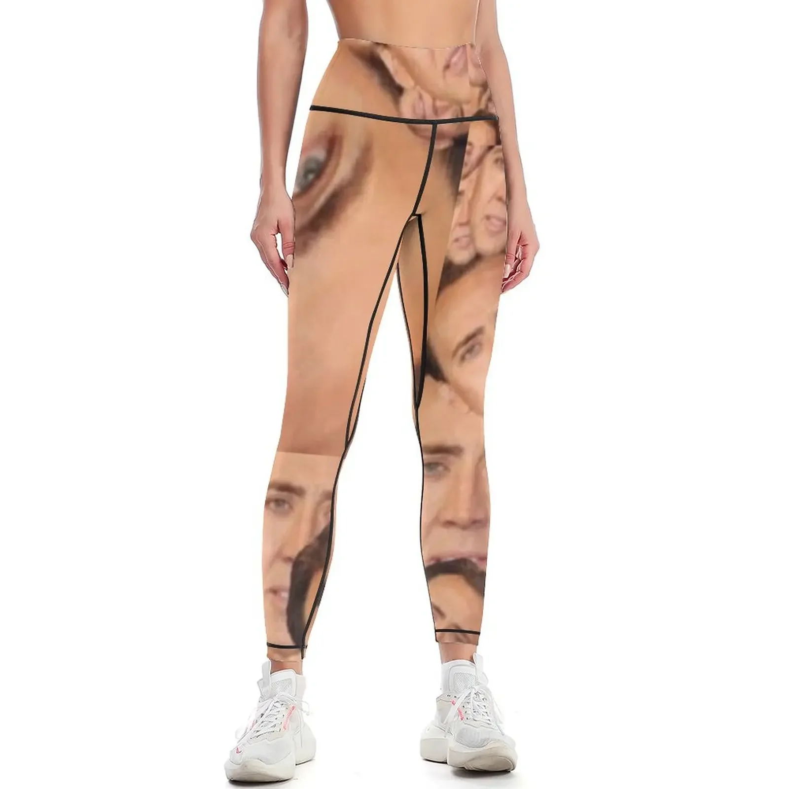 

nicolas cage meme photo collage Leggings Women's sports gym's clothing gym top sports for gym Womens Leggings