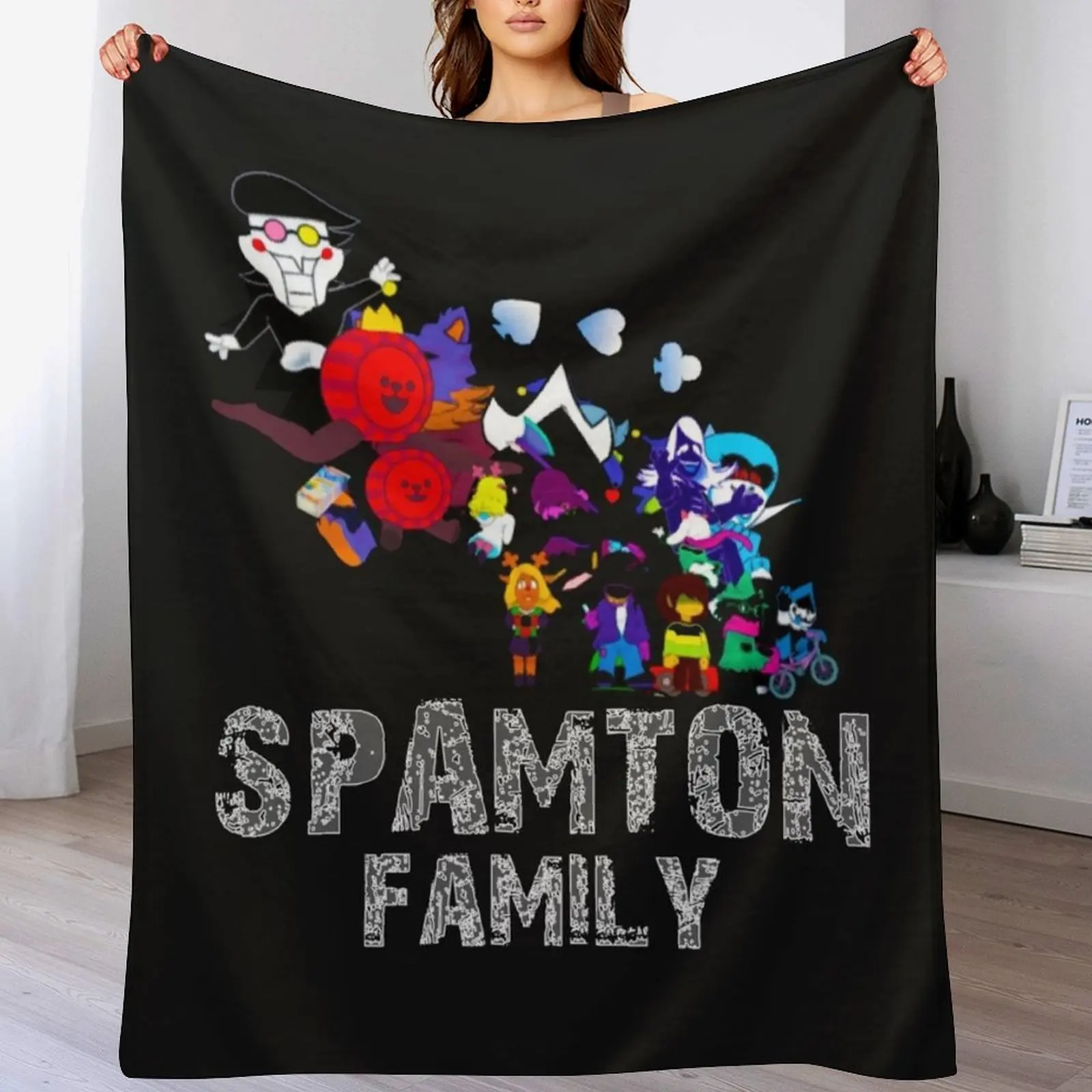 

spamton family Shirt spamton family Throw Blanket Hairy Quilt Blankets