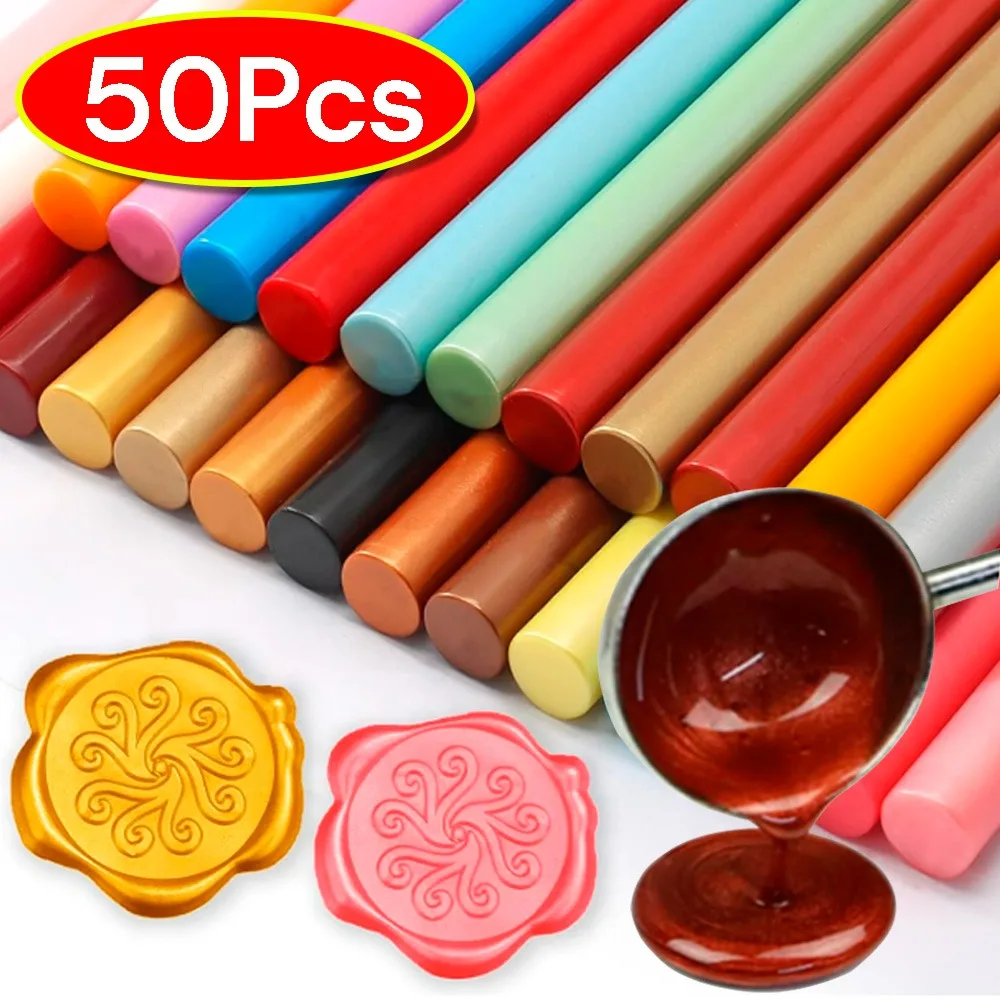 50-10 pçs diy selo cera vara para derreter cola arma de vedação cera vara festa de casamento convite cera de vedação para presente de moda 7*100mm
