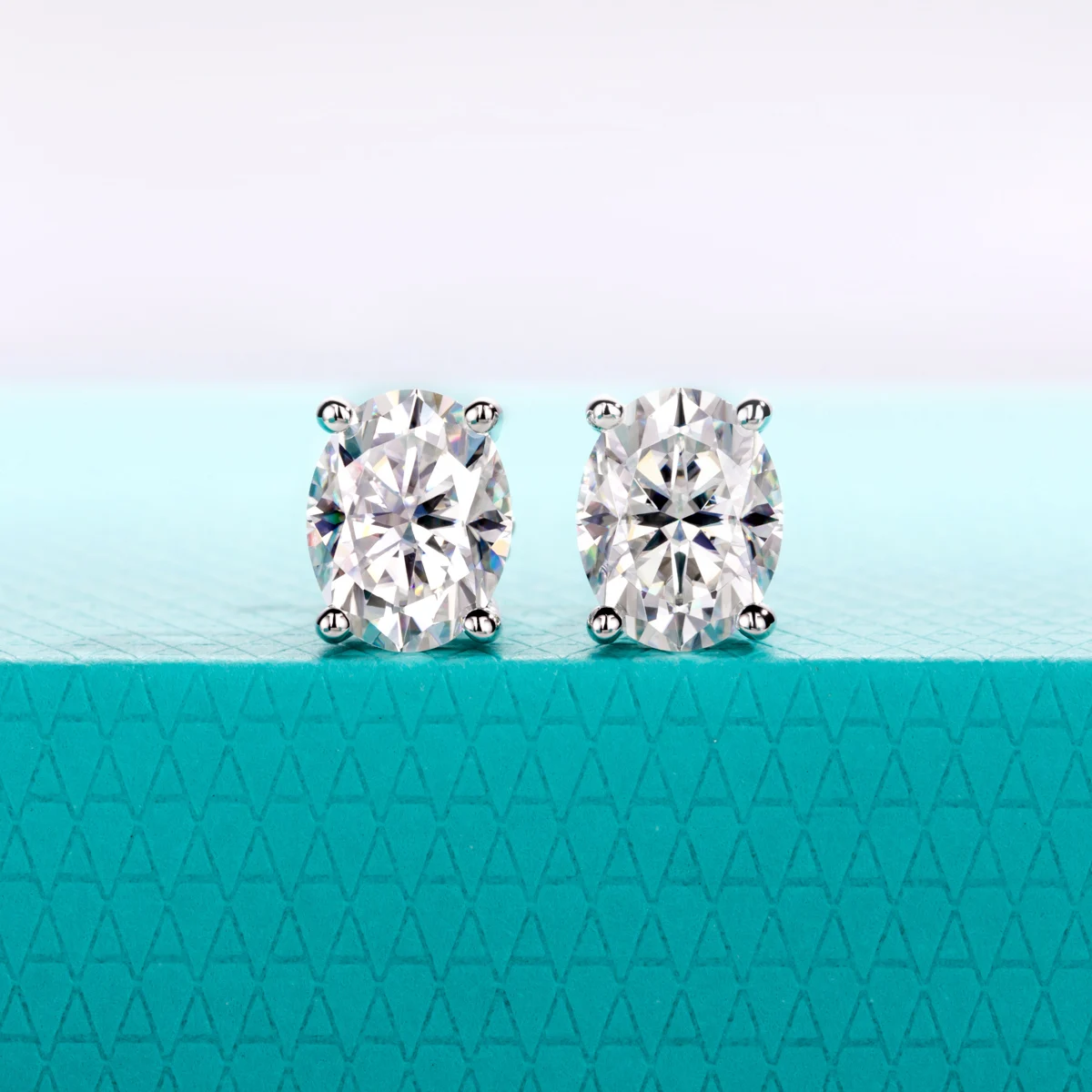 AnuJewel 1cttw-6cttw Oval Moissanites Earrings 925 Sterling Silver D Color VVS1 Moissanite Classic Stud Earrings for Woman