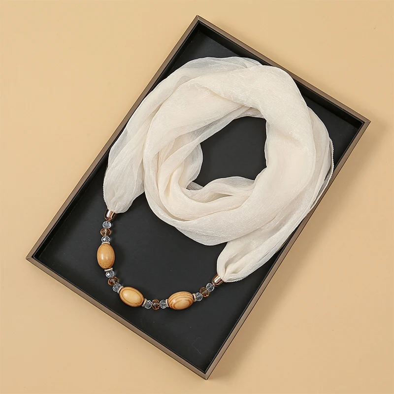 RUNMEIFA Solid color Jewelry Statement Necklace Pendant Scarf Women Bohemia Neckerchief Foulard Femme Accessories Hijab Stores
