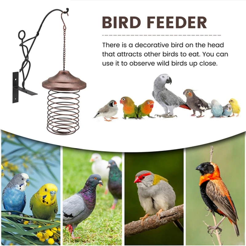 BMBY-Iron Bird Feeder Outdoor Hanging Feeding Portable Wild Birds Grease Ball Holder Feedee Park Garden Pet Bird Supply