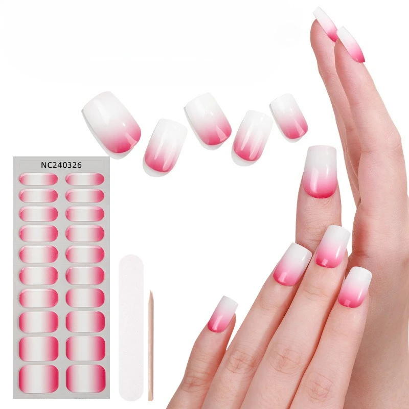 Neuankömmling 20 Streifen French Gradient Semi Cured Gel Nagelstreifen DIY Gelpoliermittel Aufkleber für Nägel Arbeiten mit UV/LED